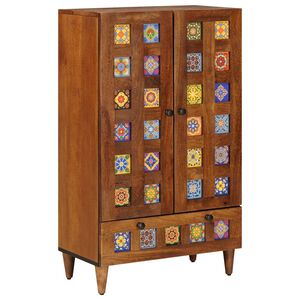 vidaXL Highboard Walnut 60 x 33.5 x 100 cm Solid Mango Wood