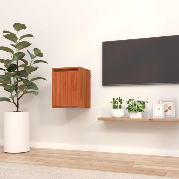vidaXL Wall Cabinet Wax Brown 30 x 30 x 40 cm Solid Pine Wood