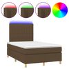vidaXL Box Spring Bed with Mattress&LED Dark Brown 120x200 cm Fabric