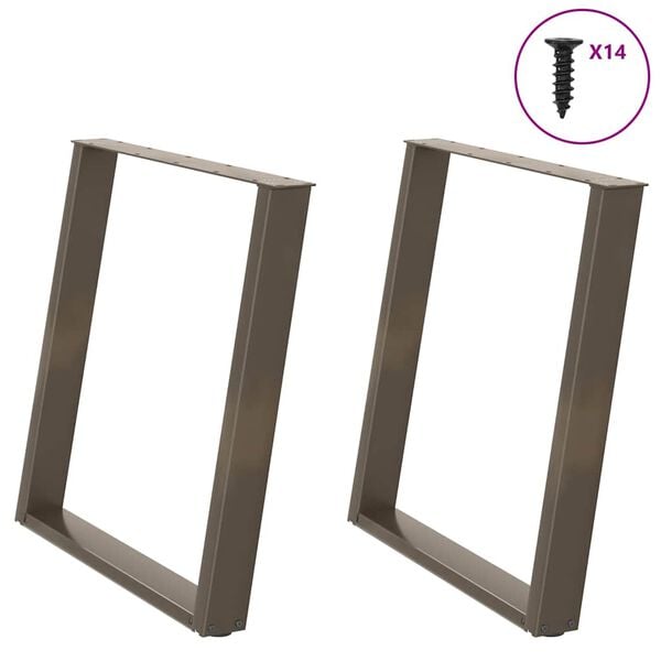 vidaXL Dining Table Legs U-Shaped 2 pcs Natural Steel 70x(72-73) cm Steel