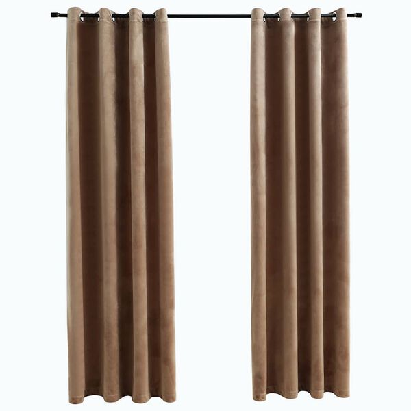 vidaXL Blackout Curtains with Rings 2 pcs Velvet Beige 140x245 cm