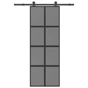 vidaXL Sliding Door with Hardware Set 76x205 cm Tempered Glass&Aluminium