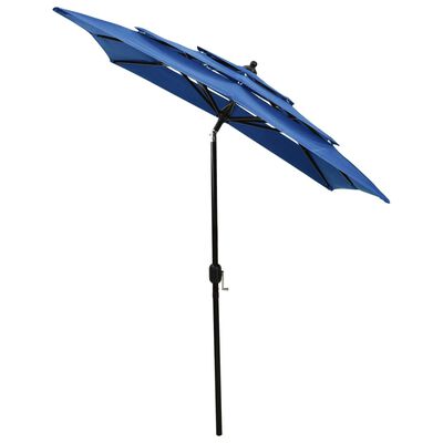 vidaXL 3-Tier Parasol with Aluminium Pole Azure Blue 2x2 m