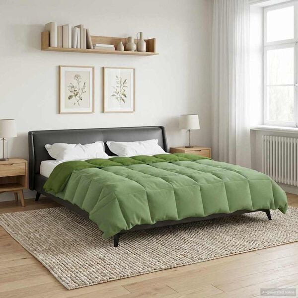 vidaXL Summer Duvet Quilted Green 200 x 240 cm Microfiber