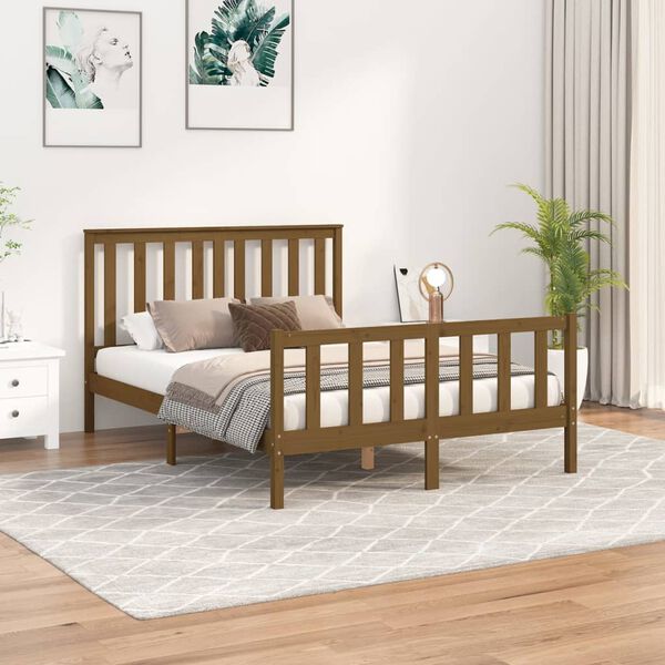 vidaXL Bed Frame without Mattress Honey Brown 140x200 cm Solid Wood Pine