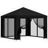 vidaXL Garden Gazebo with Sidewalls 3 x 3 m Black Polyester and Steel