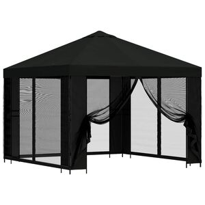 vidaXL Garden Gazebo with Sidewalls 3 x 3 m Black Polyester and Steel