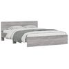 vidaXL Bed Frame with Headboard and LED Grey Sonoma 150x200 cm King Size