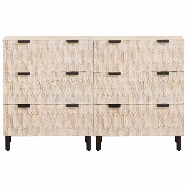 vidaXL Sideboard White Wash Finish Solid Mango Wood