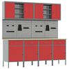 vidaXL Work Cabinet with Drawer 10 pcs Red Engineered Wood and Steel