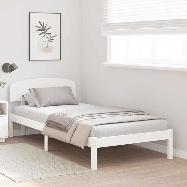 vidaXL Bed Frame with Headboard White 100 x 200 cm Solid Pine Wood