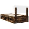 vidaXL Bed Frame with Headboard Smoked Oak 90 x 200 cm Solid Pine Wood