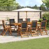 vidaXL 9 Piece Garden Dining Set Solid Wood Acacia and Textilene