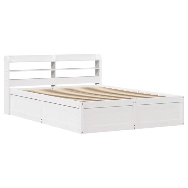vidaXL Bed Frame with Headboard White 120x190 cm Small Double Solid Wood Pine