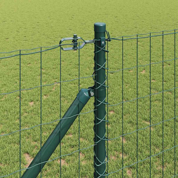 vidaXL Fence with Post Green 1.2 x 10 m Steel and PVC