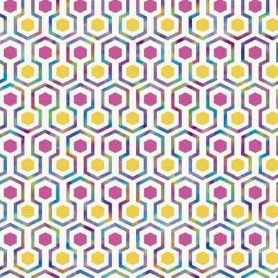 Noordwand Wallpaper Good Vibes Hexagon Pattern Pink and Yellow