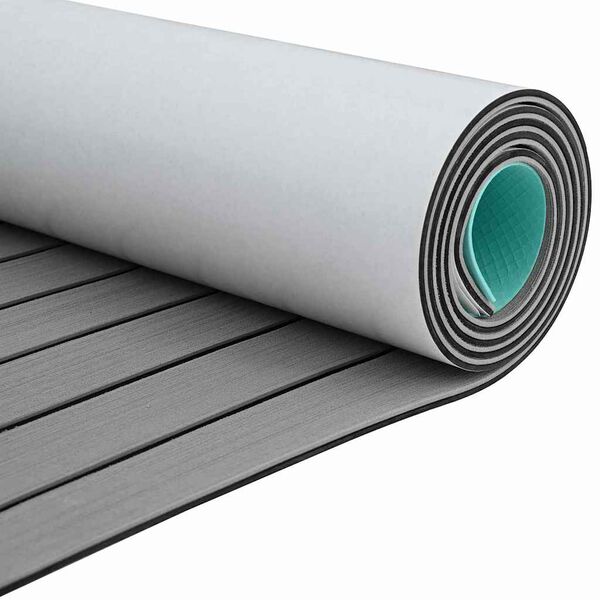 vidaXL Boat Mat Striped Light Grey with Black 240 x 90 x 0.5 cm EVA