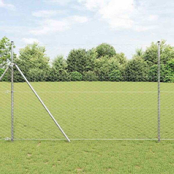 vidaXL Fence with Posts Silver 1.6 x 100 m PVC-coated steel