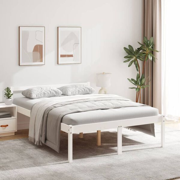 vidaXL Senior Bed without Mattress White 140x190cm Solid Wood Pine