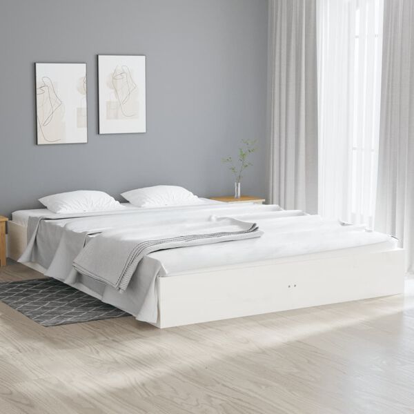 vidaXL Bed Frame without Mattress White Solid Wood 160x200 cm