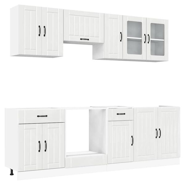 vidaXL 8 Piece Kitchen Cabinet Set Lucca High Gloss White Engineered Wood