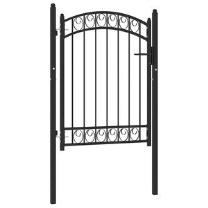 vidaXL Fence Gate EMMEN with Arched Top Steel 100x98.5 cm Black