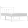 vidaXL Bed Frame | White | Powder-Coated Steel | Single | Bed Frame