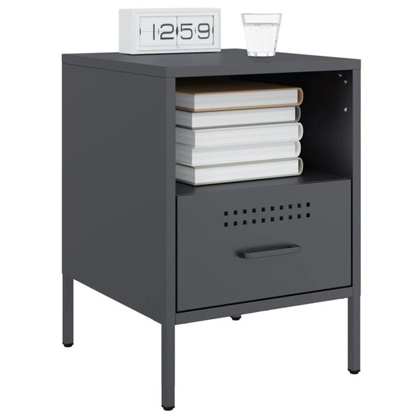 vidaXL Bedside Cabinets 2 pcs Anthracite 36x39x50.5 cm Steel