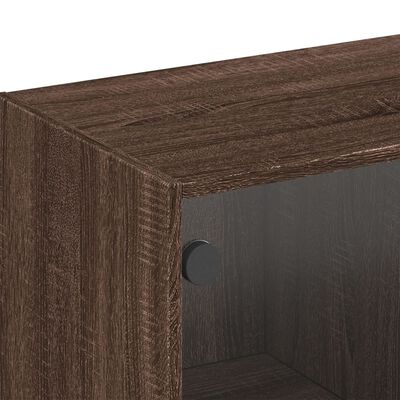 vidaXL Wall Cabinet with Glass Doors Brown Oak 102x37x35 cm