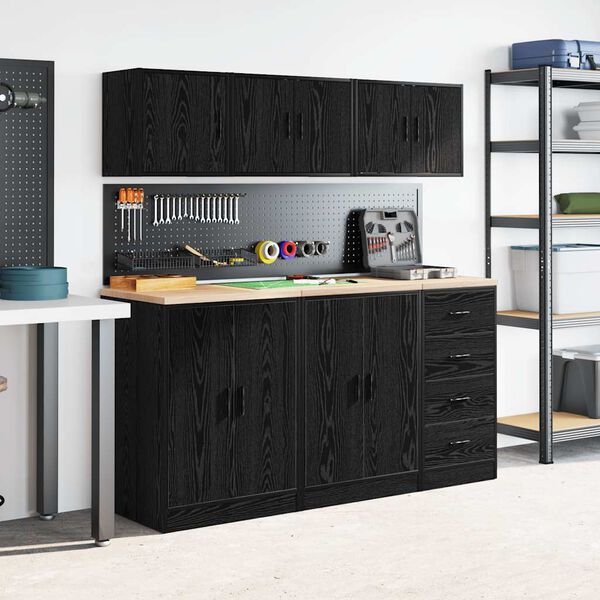 vidaXL Garage Wall Cabinets 2 pcs Black Engineered Wood