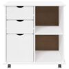 vidaXL Rolling Cabinet White 63.5 x 39 x 65.5 cm Solid Pine Wood