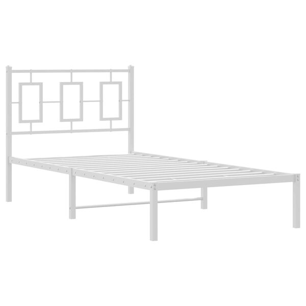 vidaXL Metal Bed Frame without Mattress with Headboard White 90x190cm