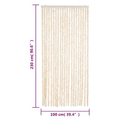 vidaXL Fly Curtain Beige and White 100x230 cm Chenille