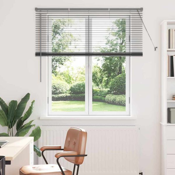 vidaXL Window Blind with Curtains Manual Dark grey Aluminium