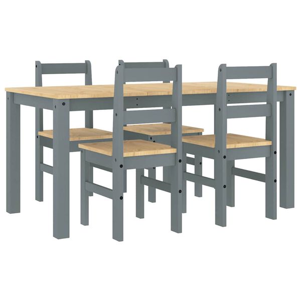 vidaXL 5 Piece Dining Set PANAMA Grey Solid Wood Pine