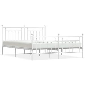 vidaXL Metal Bed Frame without Mattress with Footboard White 180x200cm