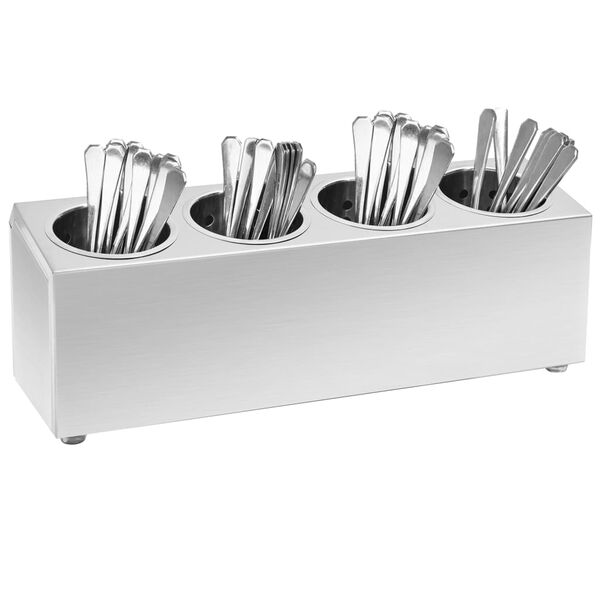 vidaXL Cutlery Holder 4 Grids Rectangular Stainless Steel