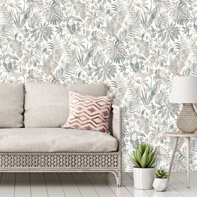 DUTCH WALLCOVERINGS Wallpaper Leaves and Toucan Beige