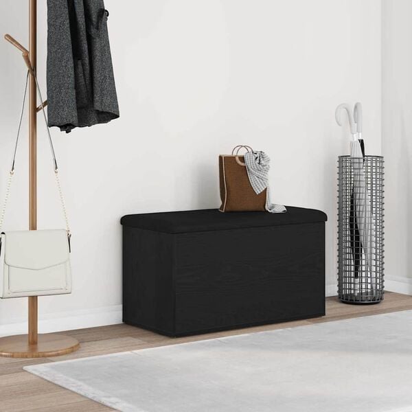 vidaXL Storage Bench Black Oak 82 x 42 x 45 cm Engineered Wood