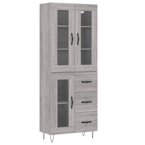 vidaXL Highboard Grey Sonoma 69.5x34x180 cm Engineered Wood
