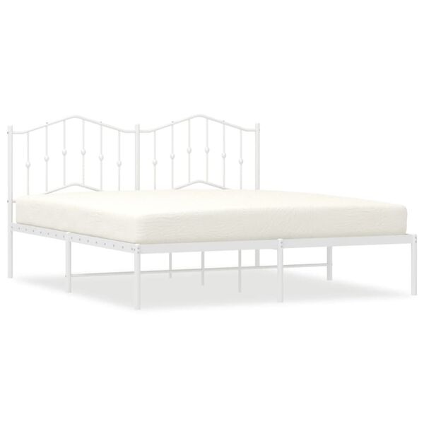 vidaXL Metal Bed Frame without Mattress with Headboard White 160x200cm
