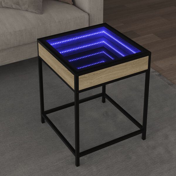 vidaXL Coffee Table with Infinity LED Sonoma Oak 40x40x51 cm