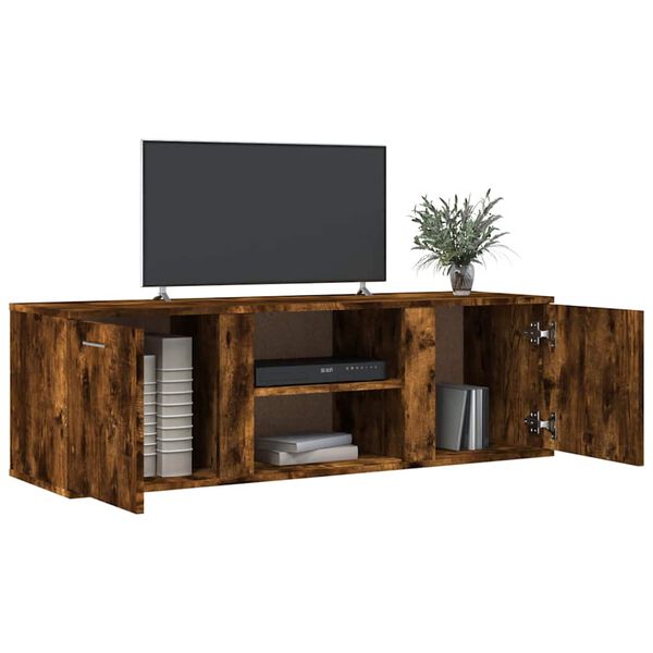 vidaXL TV Cabinet Smoked Oak 120x34x37 cm Engineered Wood