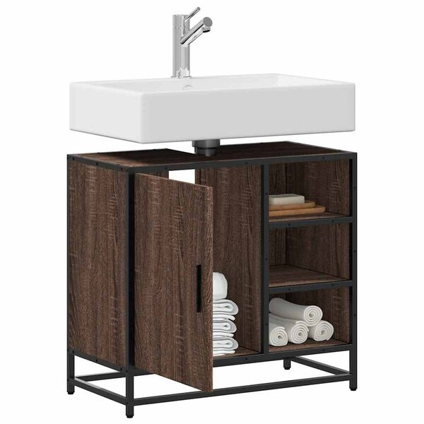 vidaXL Bathroom Sink Cabinet Brown Oak 65x33x60 cm Engineered Wood