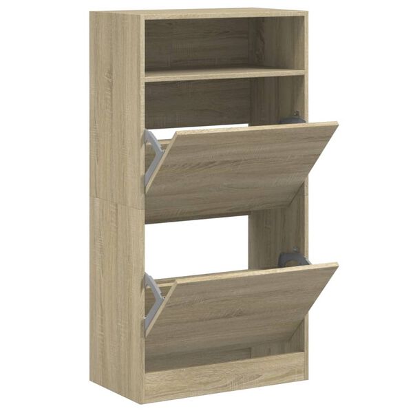 vidaXL Shoe Cabinet Sonoma Oak 60x34x116 cm Engineered Wood