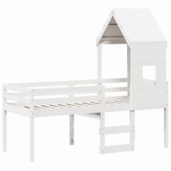 vidaXL High Sleeper Bed without Mattress White 80x200 cm Solid Wood Pine
