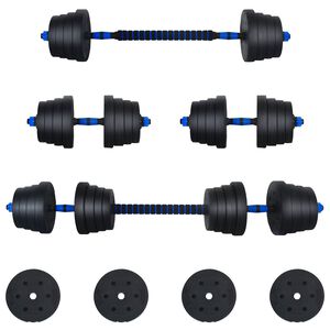 vidaXL 2-in-1 Dumbbell Set 40kg Black and Blue Cement and Iron Sand