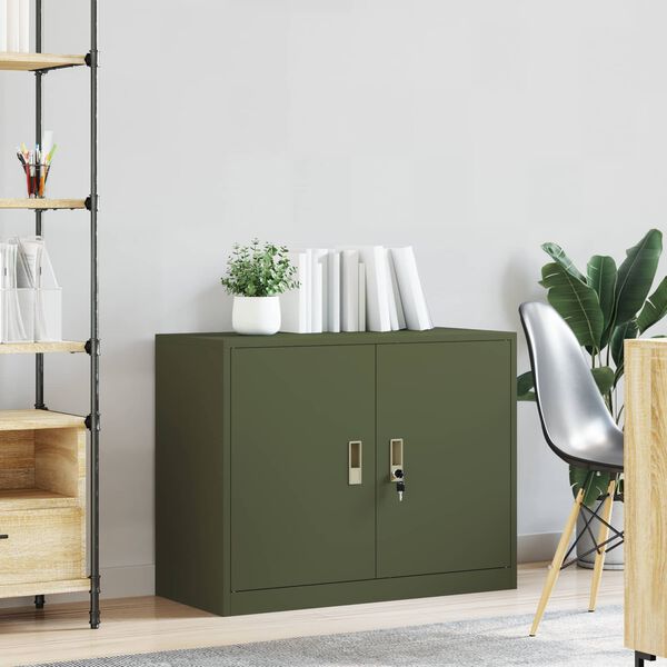 vidaXL Storage Cabinet Olive Green 90 x 40 x 70 cm Steel