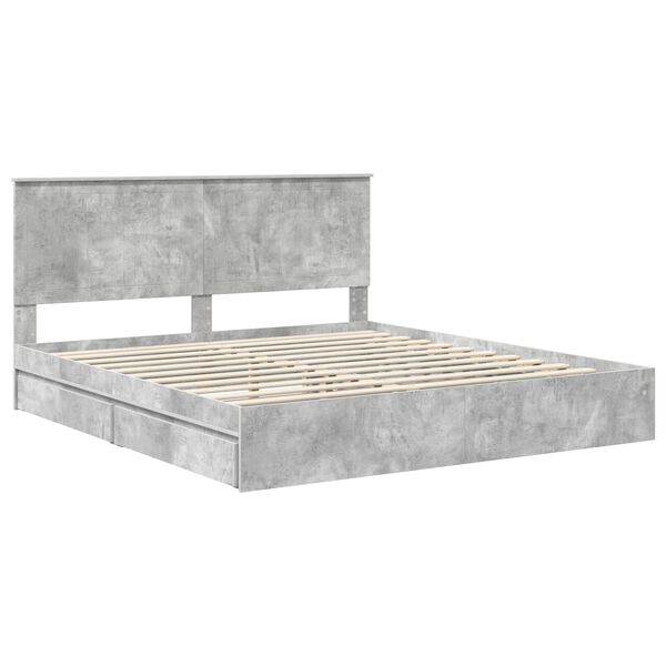 vidaXL Storage Bed Concrete Grey 180 x 200 cm Engineered Wood