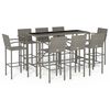 vidaXL 9 Piece Garden Bar Set Grey Poly Rattan